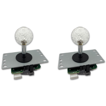 Clear crystal ball top arcade joystick – 2 unit view – 4/8-Way Adjustable – Arcade Revival