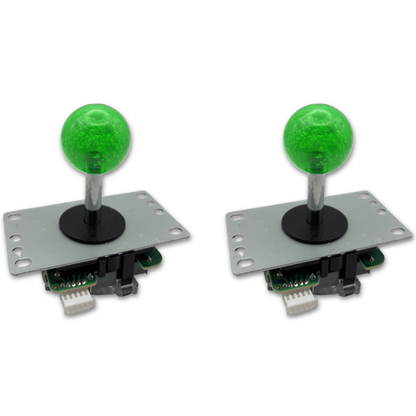 Green crystal ball top arcade joystick – 2 unit view – 4/8-Way Adjustable – Arcade Revival