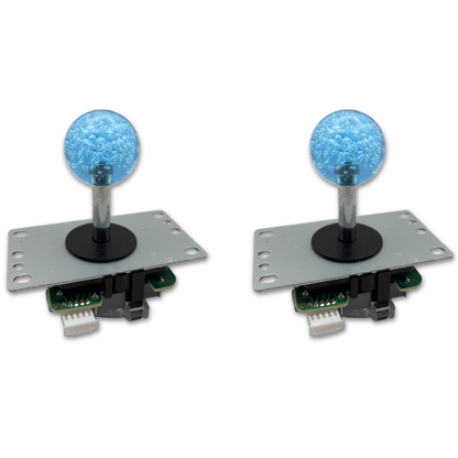 Light blue crystal ball top arcade joystick – 2 unit view – 4/8-Way Adjustable – Arcade Revival