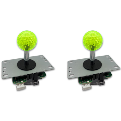 Lime crystal ball top arcade joystick – 2 unit view – 4/8-Way Adjustable – Arcade Revival