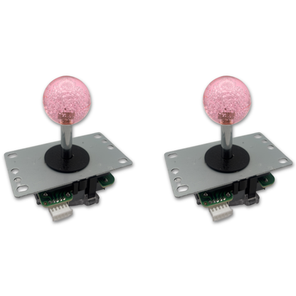 Pink crystal ball top arcade joystick – 2 unit view – 4/8-Way Adjustable – Arcade Revival