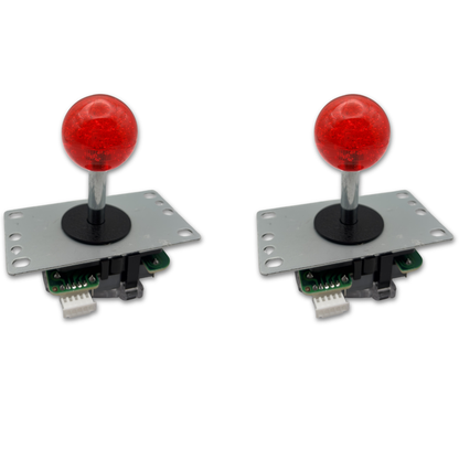 Red crystal ball top arcade joystick – 2 unit view – 4/8-Way Adjustable – Arcade Revival