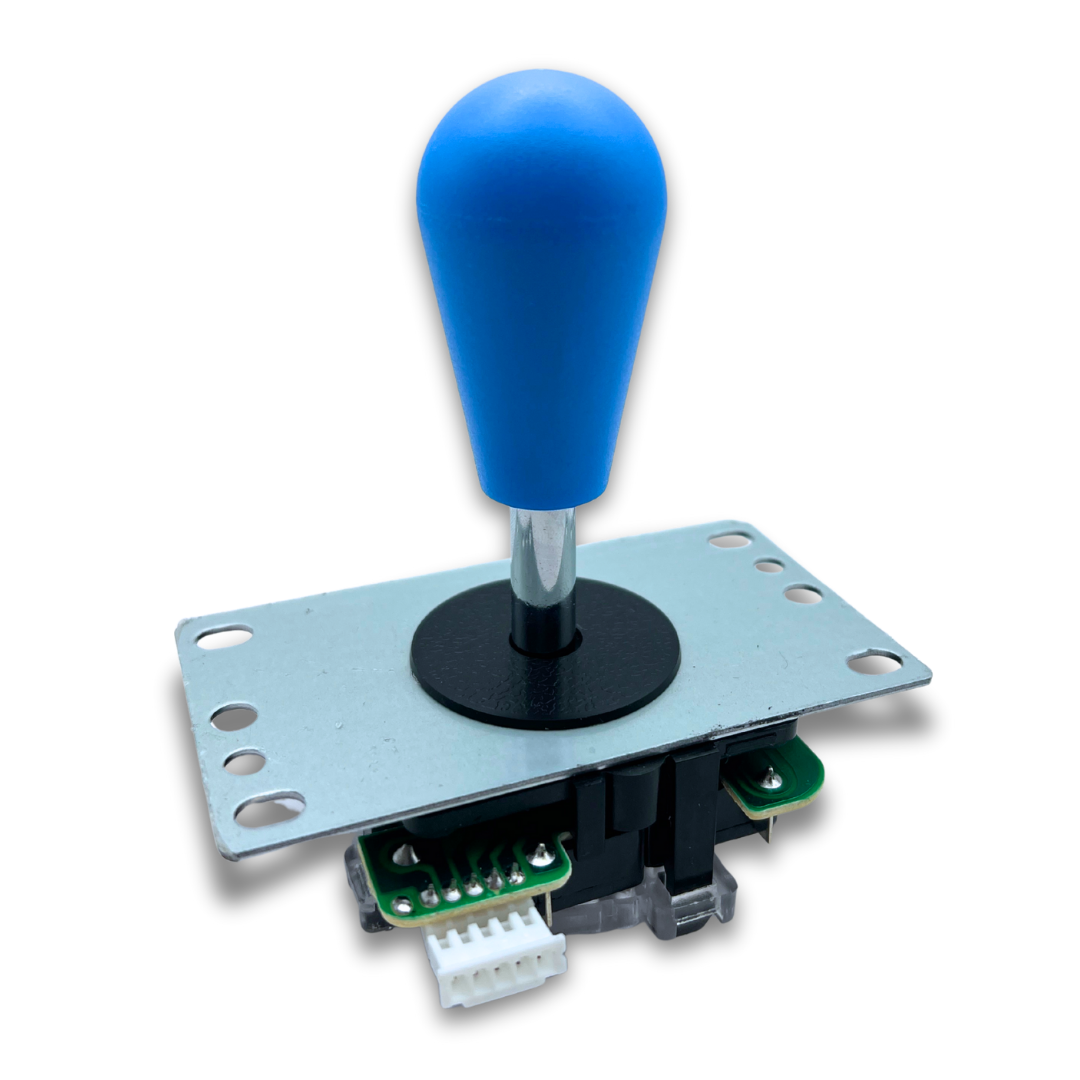 Blue bat top arcade joystick handle mounted on metal base – 8 colour options available