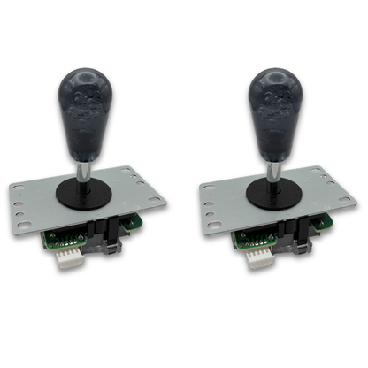Clear crystal bat top arcade joystick – 2 unit view – 4/8-Way Adjustable – Arcade Revival