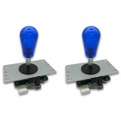 Blue crystal bat top arcade joystick – 2 unit view – 4/8-Way Adjustable – Arcade Revival