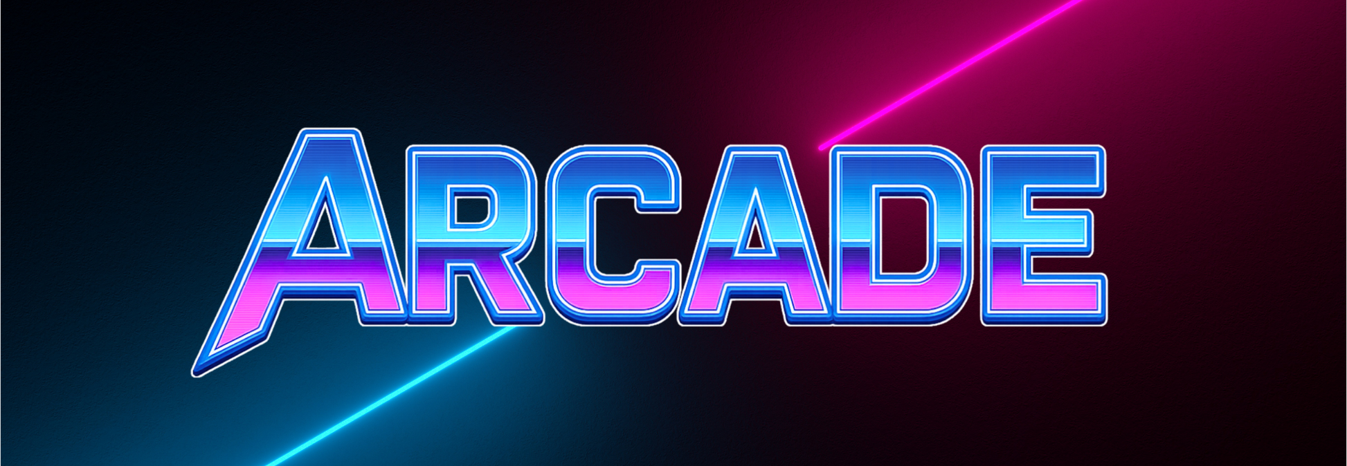 Arcade Pulse light up marquee featuring neon ARCADE lettering with laser beam design, by Arcade Revival.