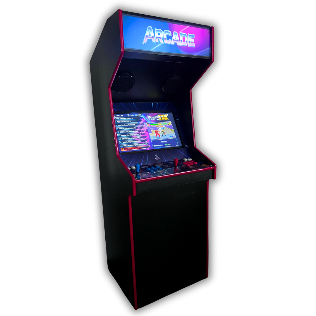Full Arcade Revival cabinet featuring the Arcade Pulse marquee and Pandora DX2 Saga game selection displayed on the monitor.