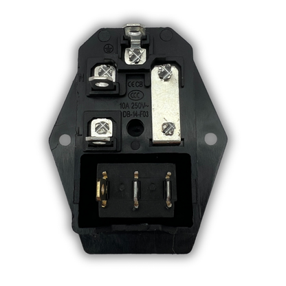 Back view of Arcade Revival C14 power inlet switch – shows terminal pins for arcade wiring