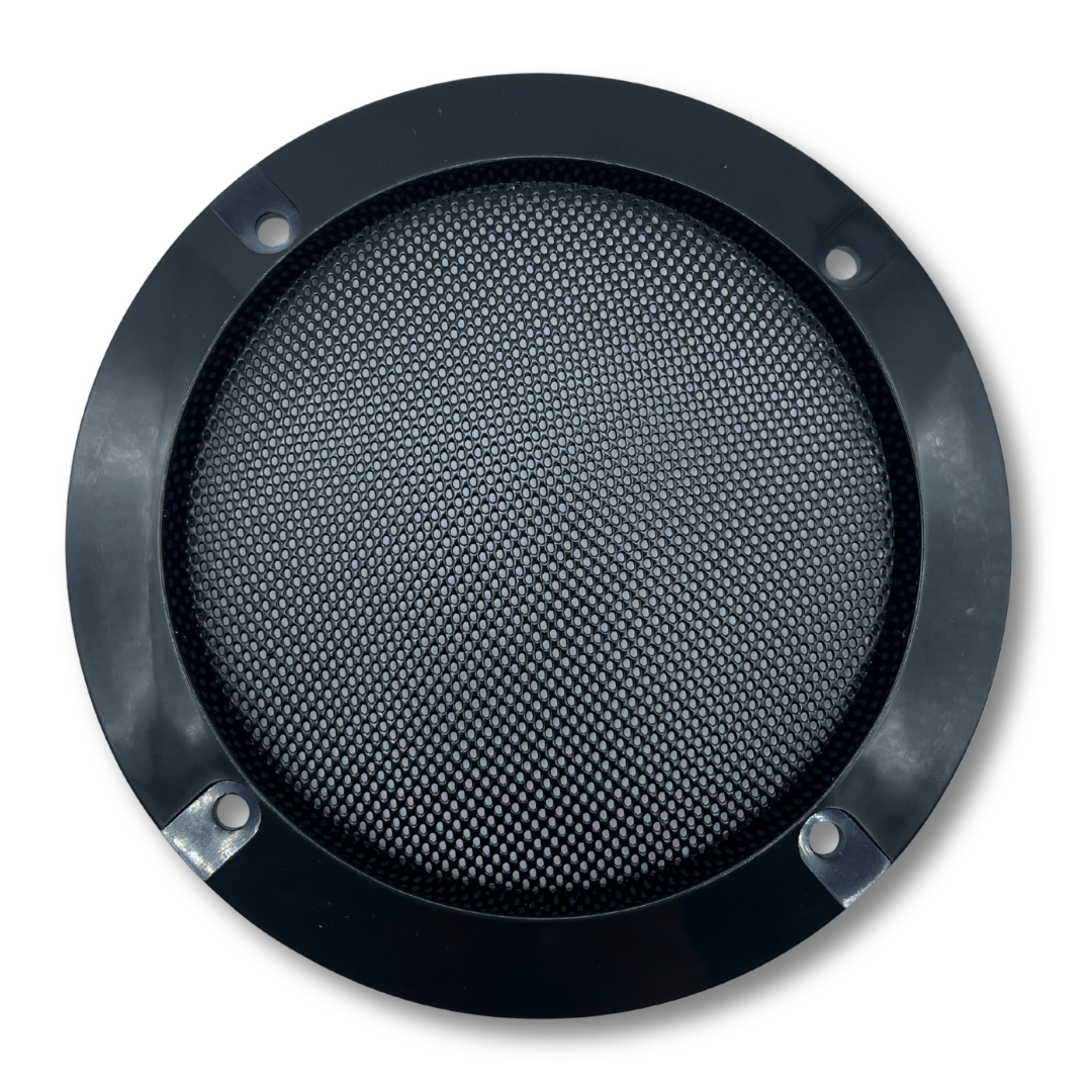 Black 4-inch arcade speaker grille cover with durable metal mesh and screw holes