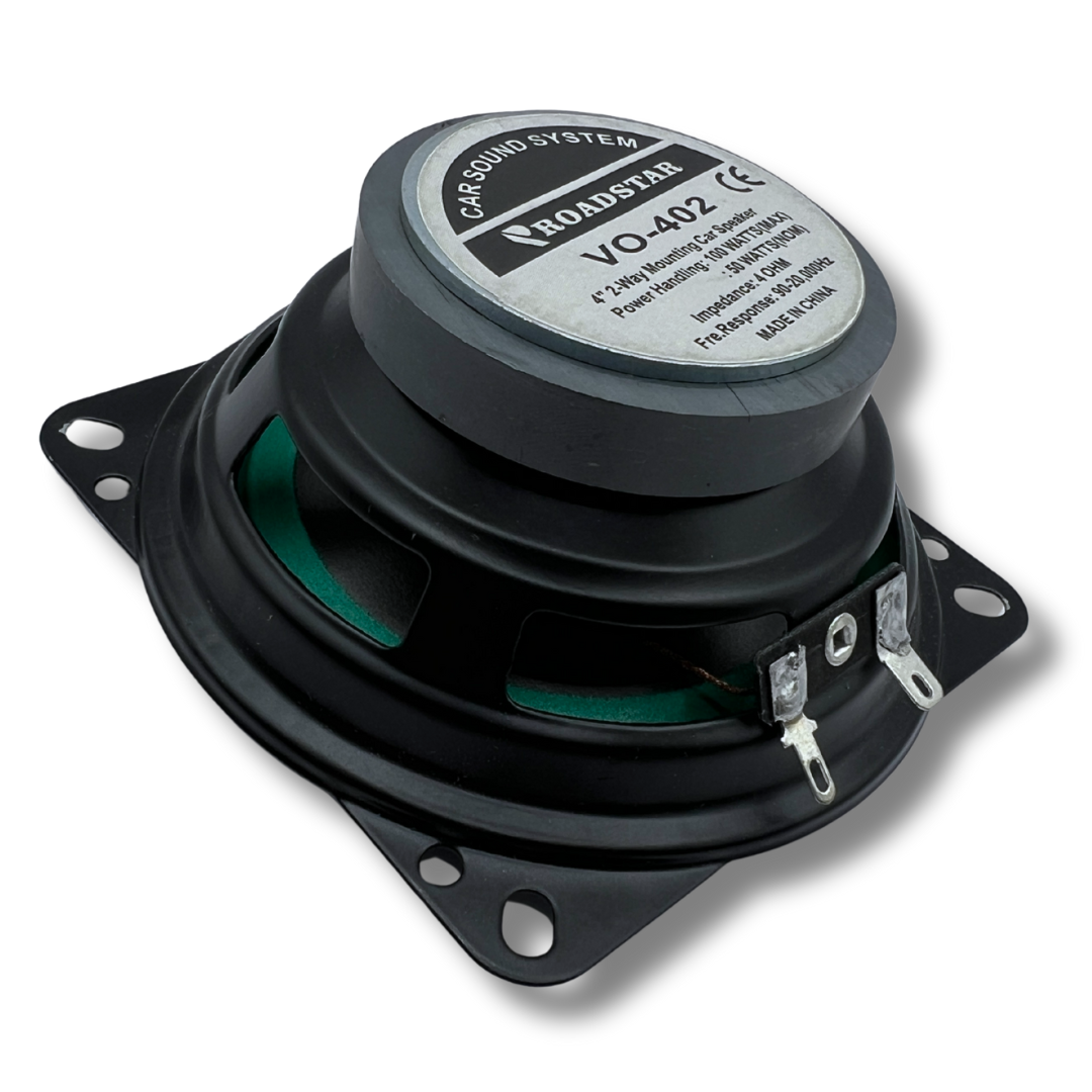 Rear angled view of Roadstar VO-402 4-inch 2-way speaker for arcade cabinet sound systems