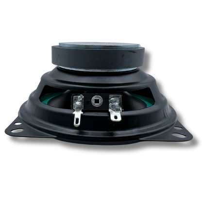 Side view of Roadstar VO-402 4-inch 2-way arcade speaker showing magnet and terminals