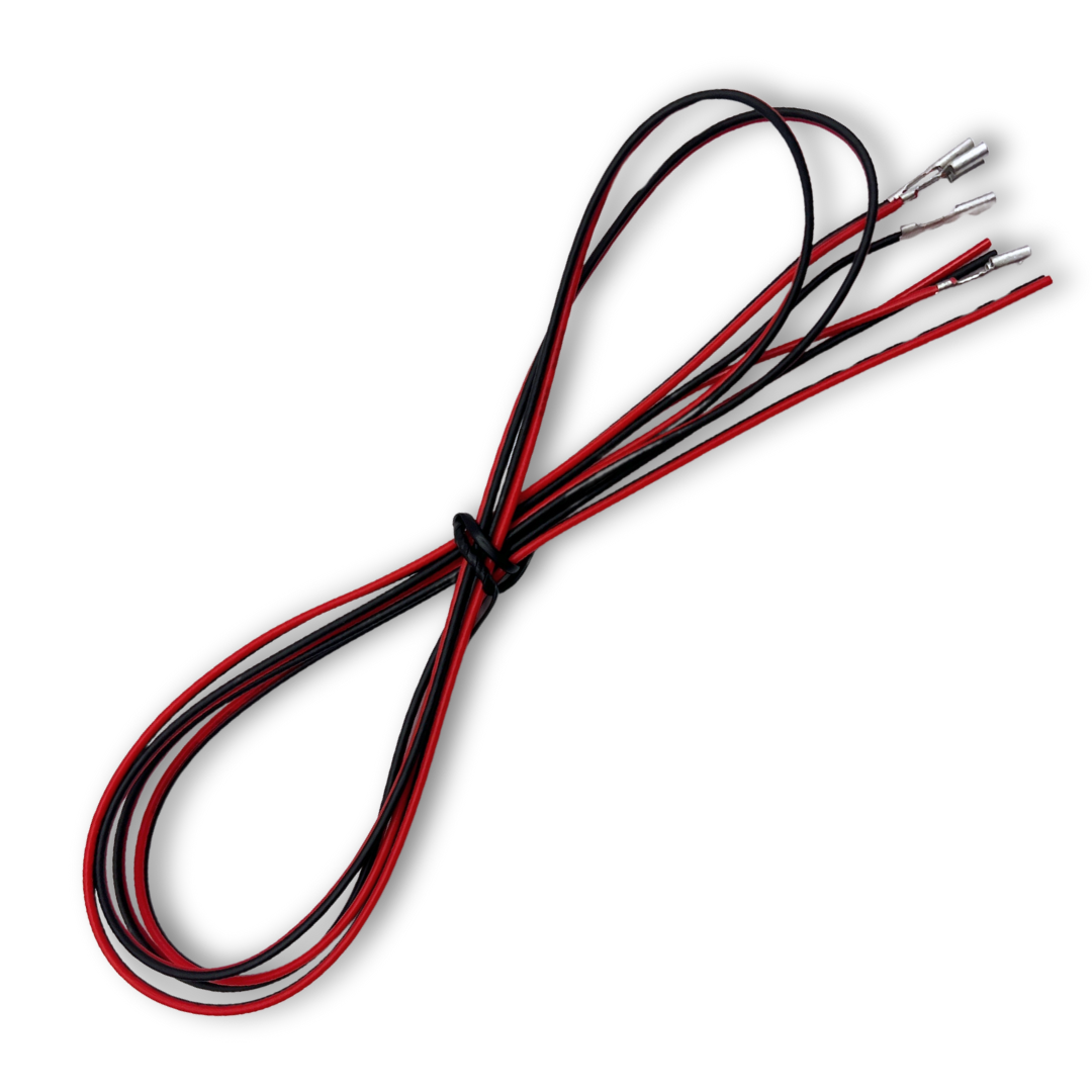 Red and black pre-crimped arcade speaker wiring harness for easy connection