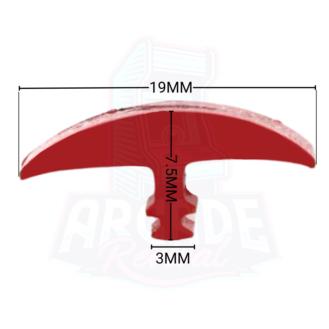 Cross-section profile of 19mm arcade T-moulding showing 3mm slot width and 7.5mm stem depth, perfect fit for arcade cabinet builds.