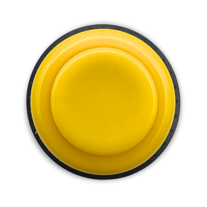 Top view of yellow arcade push button for DIY arcade machines