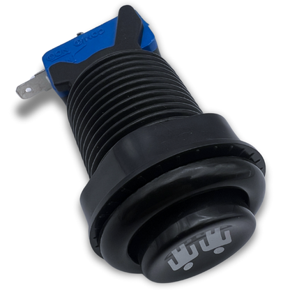 Front view of black 2 player arcade button showing microswitch