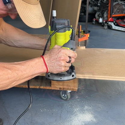 Using a router to cut the T-moulding slot for a DIY arcade machine cabinet build