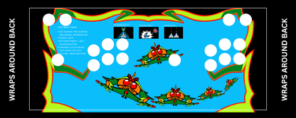 Galaga 2 player arcade control panel overlay with joystick and button layout example for DIY arcade cabinet build