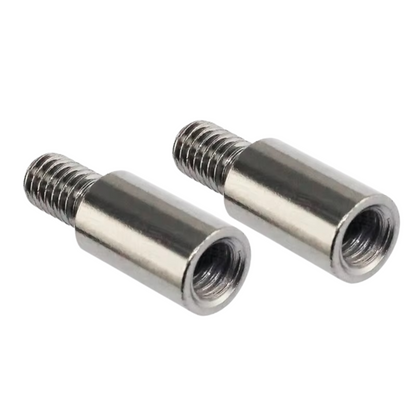 Arcade machine joystick extenders showing threaded male and hollow female ends