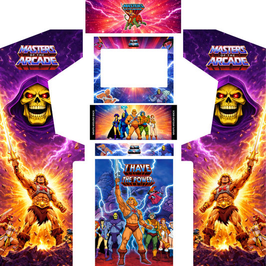 Masters of the Universe arcade cabinet wrap full kit including side panels, control panel, bezel and backlit marquee by Arcade Revival