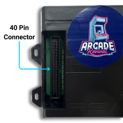 Pandora DX2 9800 unit labeled image with arrow pointing to 40-pin connector