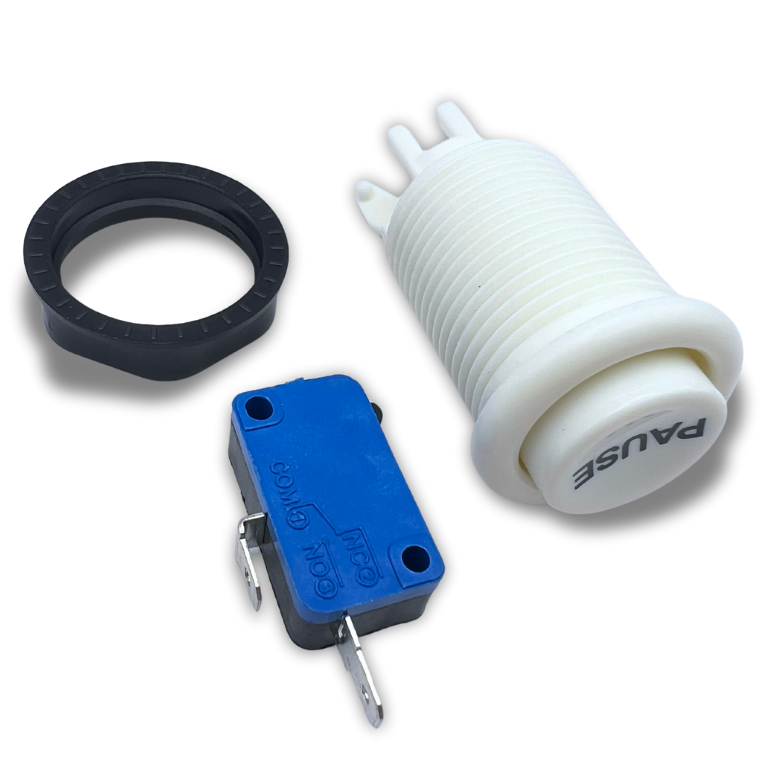 Pause Button White Arcade Style – Button, Ring, and Microswitch Parts