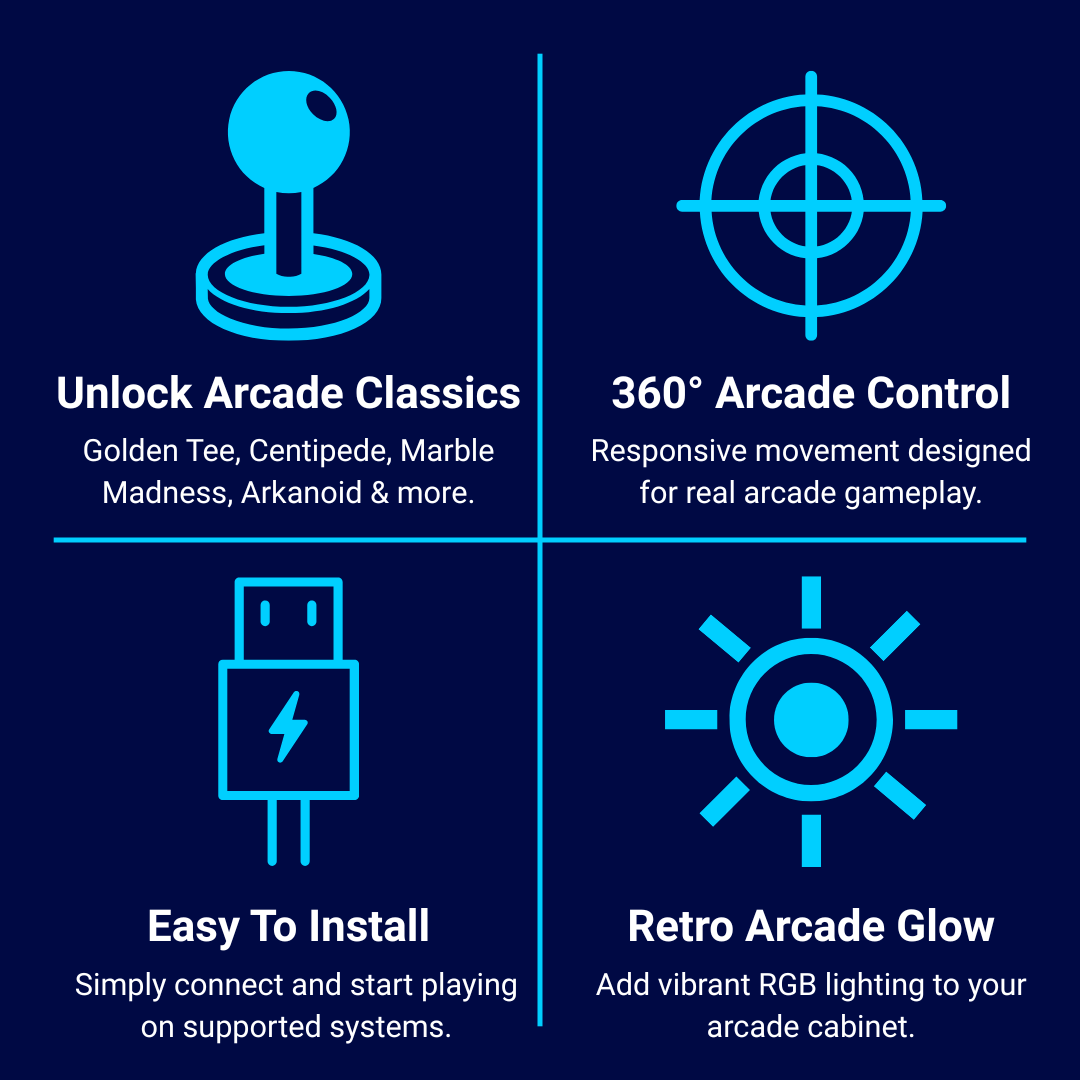 RGB USB Arcade Trackball Kit – Illuminated Trackball for Arcade Machines