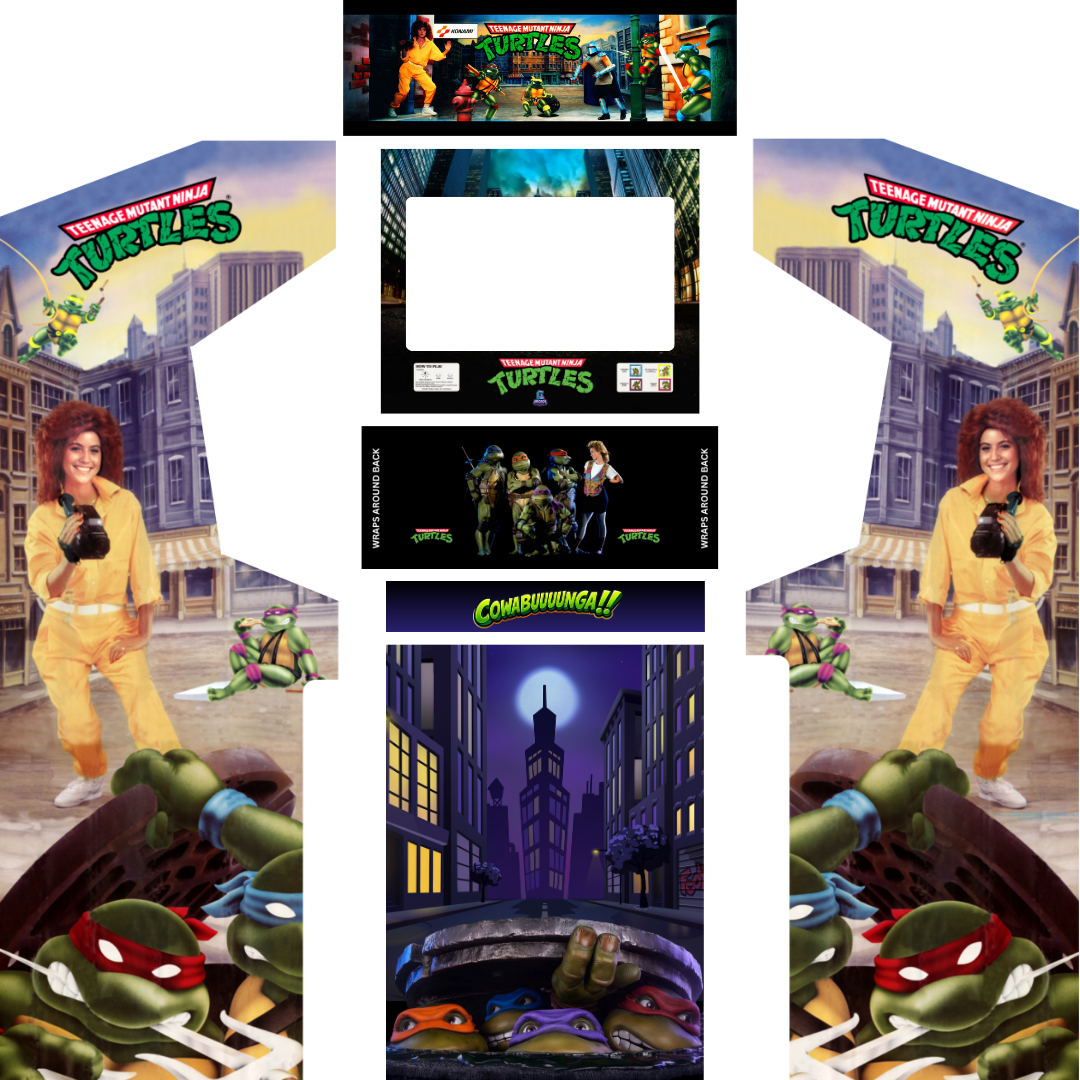 Teenage Mutant Ninja Turtles arcade cabinet wrap full kit including side panels, control panel overlay and marquee by Arcade Revival