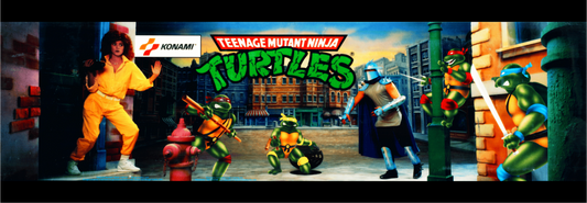 eenage Mutant Ninja Turtles arcade marquee reproduction featuring original 1989 Konami artwork