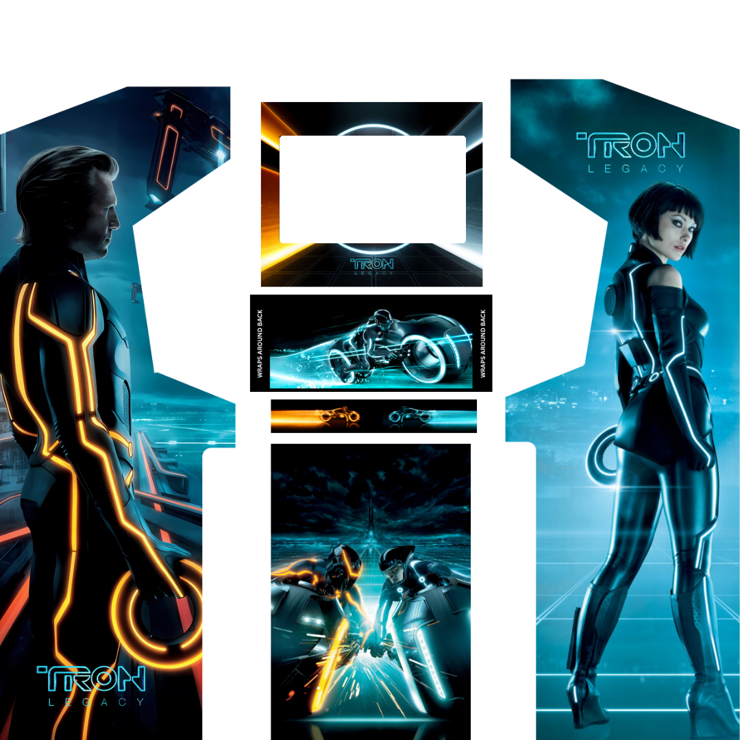 TRON Legacy arcade cabinet wrap kit panels only including side panels control panel and front artwork for Arcade Revival cabinets
